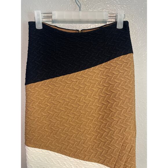 Anthropology HD in Paris Color Block Herringbone Stretch Knit Pencil Skirt 2 - Picture 2 of 11